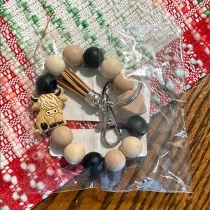 Cute Cow Keychain with Beaded Bracelet